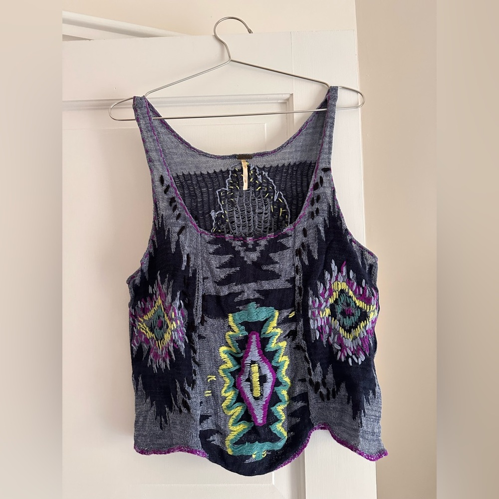 Free people woven multi color crop top